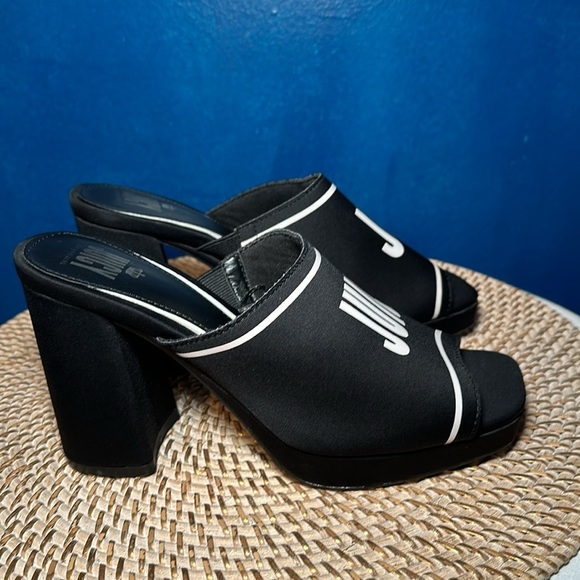 Women’s Juicy by Juicy Couture J-Girly Black Slip On Sandals Open Toe Block Heel - Picture 6 of 8